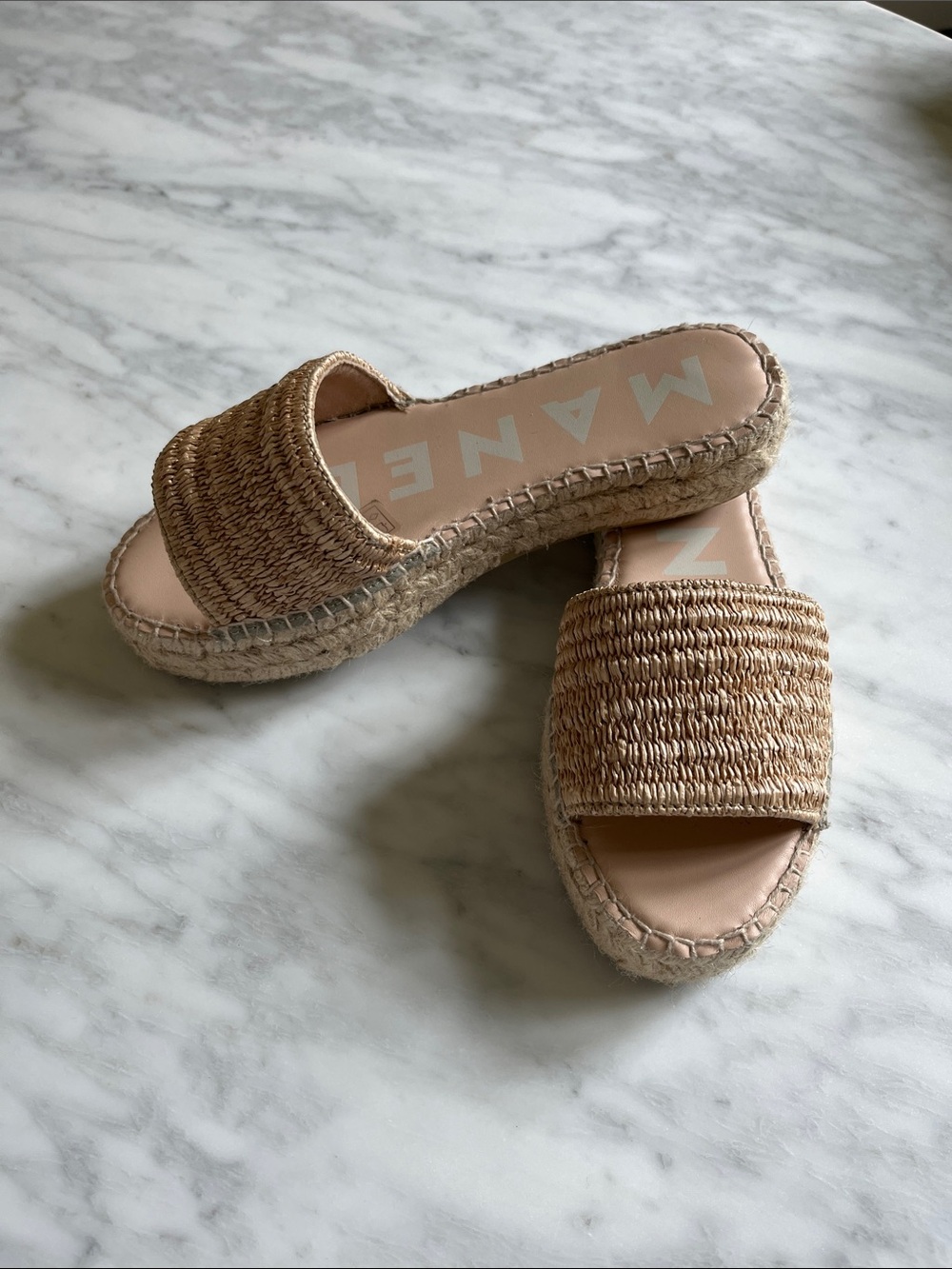 Manebi platform raffia slide sandals - size 37